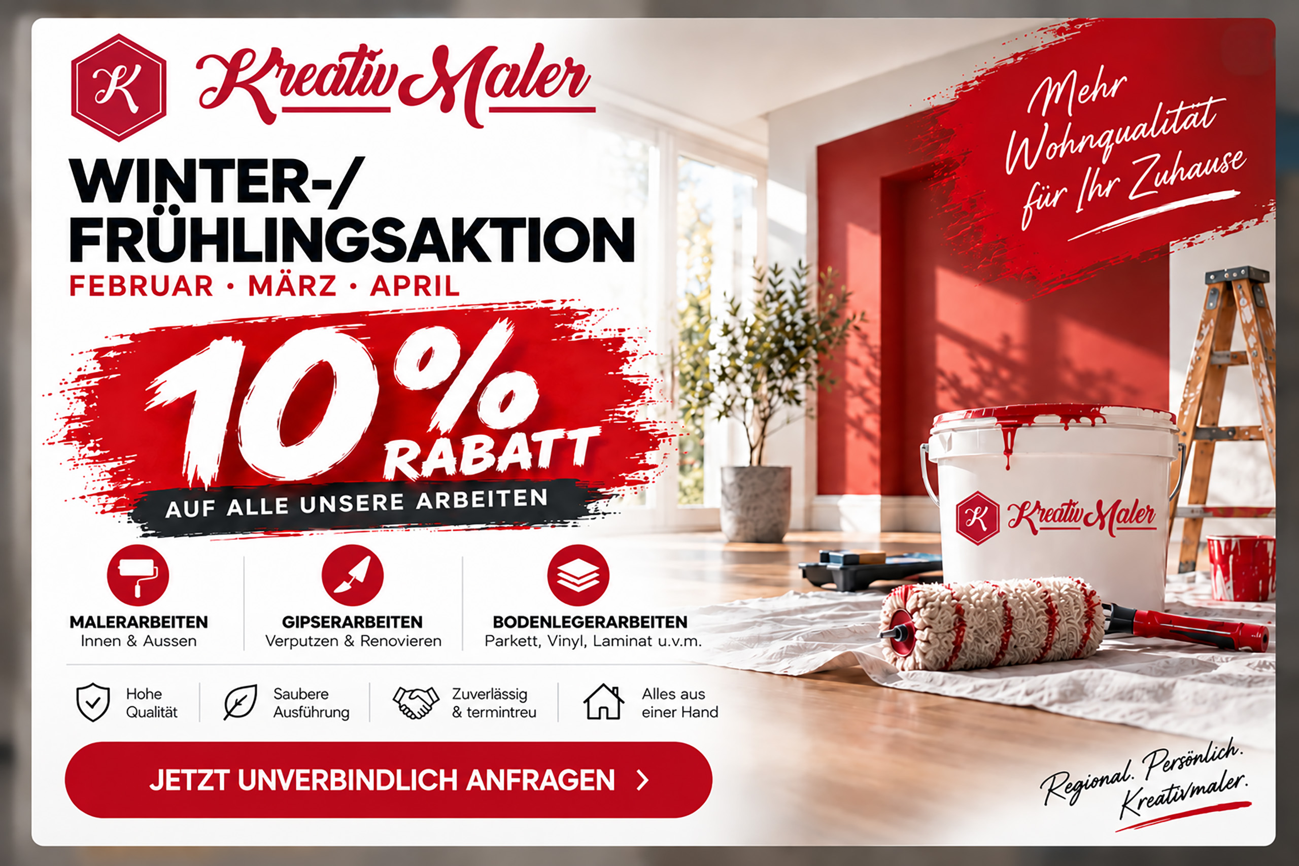 KreativMaler Winter-/Frühlingsaktion: Februar, März, April 2027 – 10 % Rabatt auf alle unsere Arbeiten